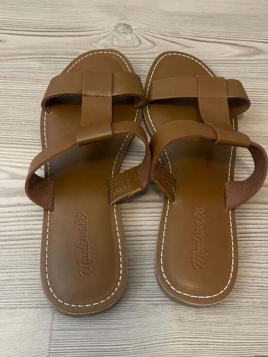 Madewell The Boardwalk H-Strap Slide Sandals in English Saddle Leather Size 9.5 - Picture 5 of 7